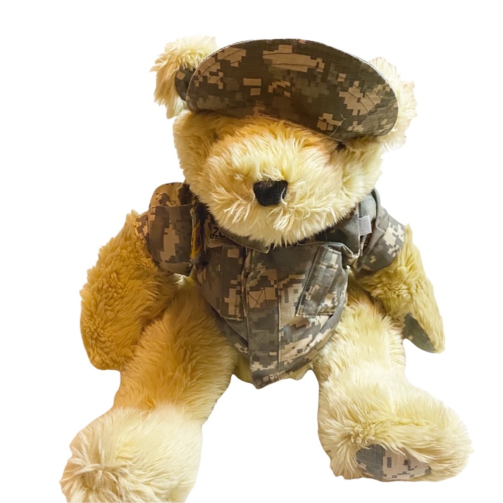 Vintage US Army Teddy Bear 1989 Bear Forces Of America Green Zorilla Plush Med